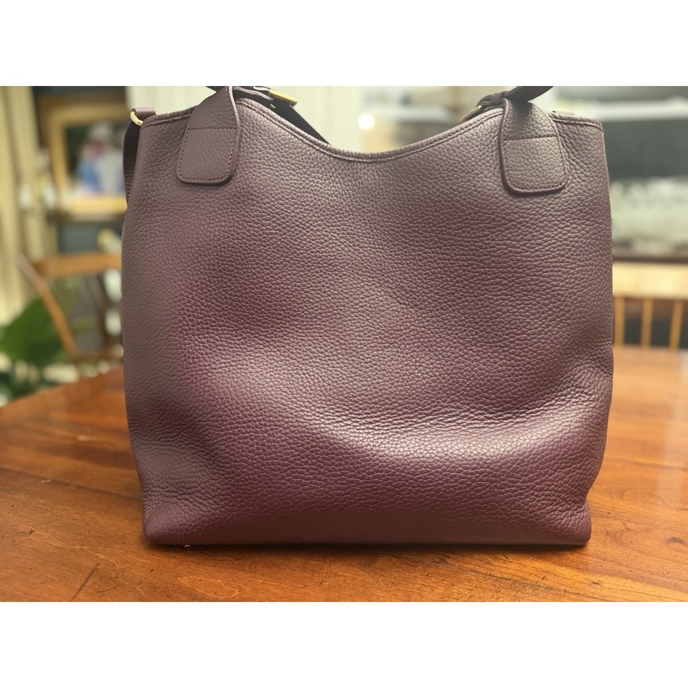 GiGi‎ New York Olivia Shopper Plum Pebbled Leather Tote Bag Handbag Purse